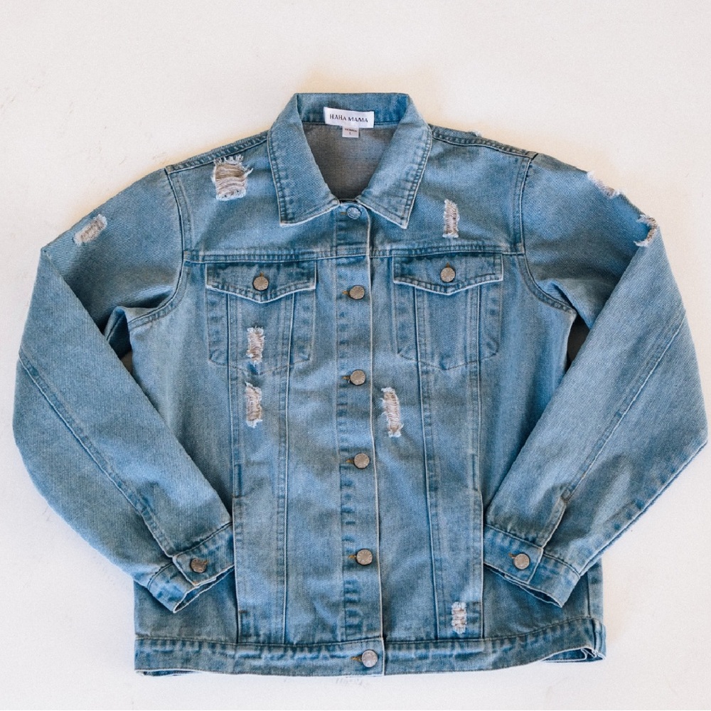 Distressed Denim Jean Jacket